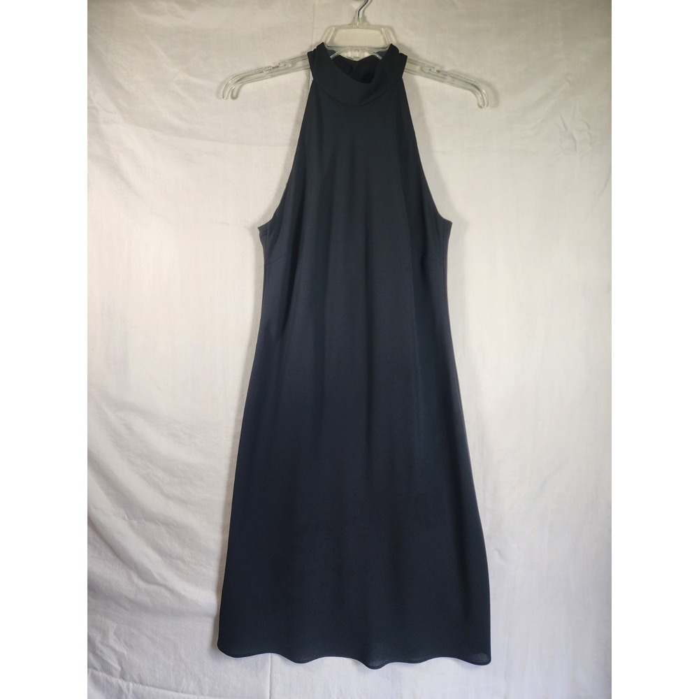 Jones Wear Dress Women 14 Black Halter Midi Open Back Strappy Minimalist Evening